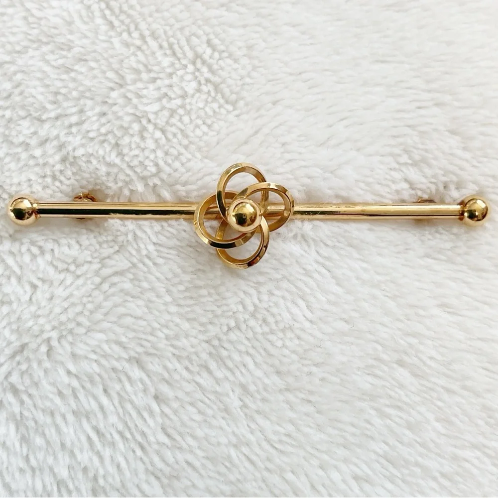 Vintage Van Dell 12K Gold Filled Bar Brooch Knot Mid Century